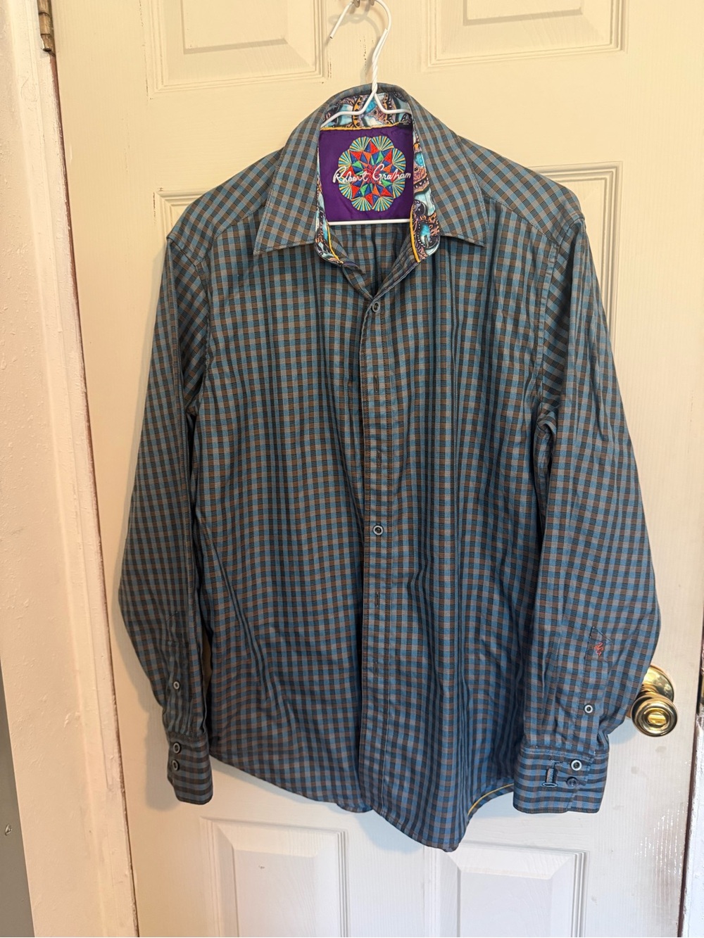 Robert Graham Blue and Gray Check Dress Shirt
